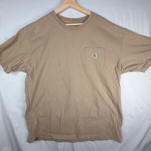 Carhartt Pocket T-Shirt 2XL Tan Short Sleeve Workwear Cotton Tee